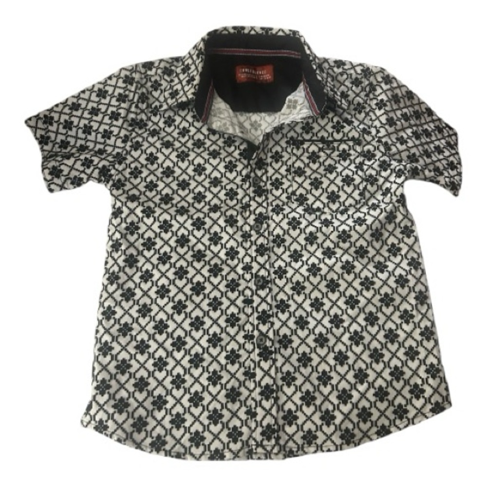 Consequence Sz 6 medium little boys Black and White Patterned Shirt